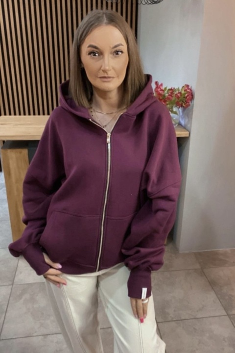 Bluza oversize z kapturem Lux – Lenoshka - Śliwka