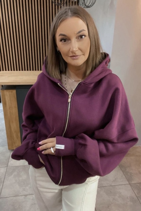 Bluza oversize z kapturem Lux – Lenoshka - Śliwka
