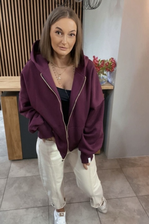 Bluza oversize z kapturem Lux – Lenoshka - Śliwka