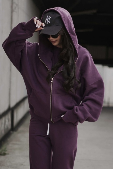 Bluza oversize z kapturem Lux – Lenoshka - Śliwka
