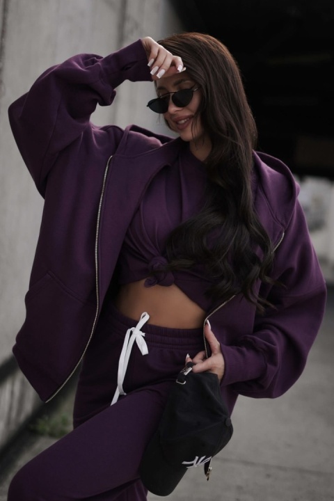 Bluza oversize z kapturem Lux – Lenoshka - Śliwka
