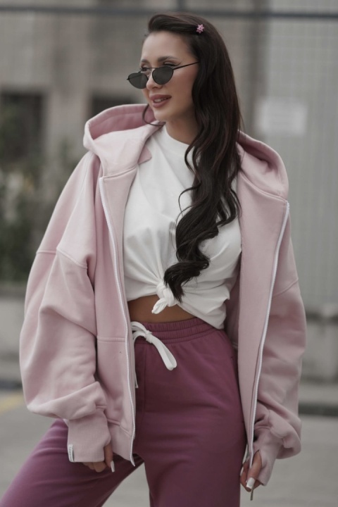 Bluza oversize z kapturem Lux – Lenoshka - Puder