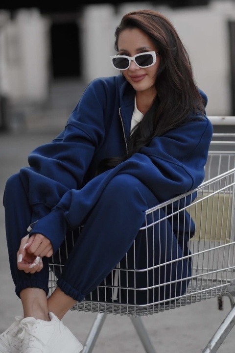 Bluza oversize z kapturem Lux – Lenoshka - Granat