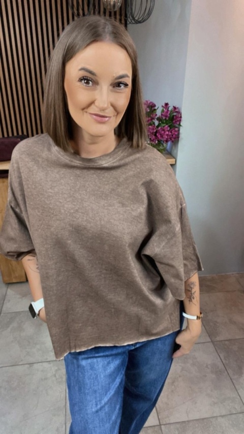 Bluzka Me too 100% bawełna – oversize - brązowa
