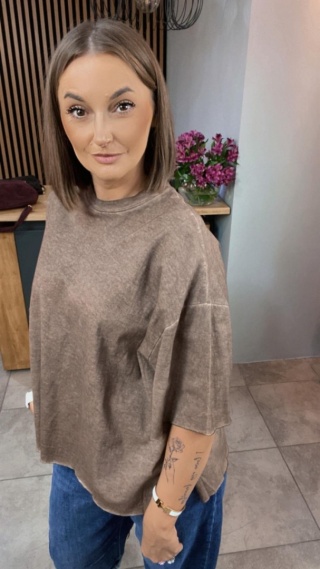 Bluzka Me too 100% bawełna – oversize - brązowa
