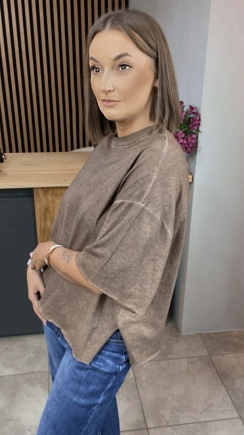 Bluzka Me too 100% bawełna – oversize - brązowa