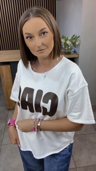 Bluzka oversize z napisem “CIAO” - Biała