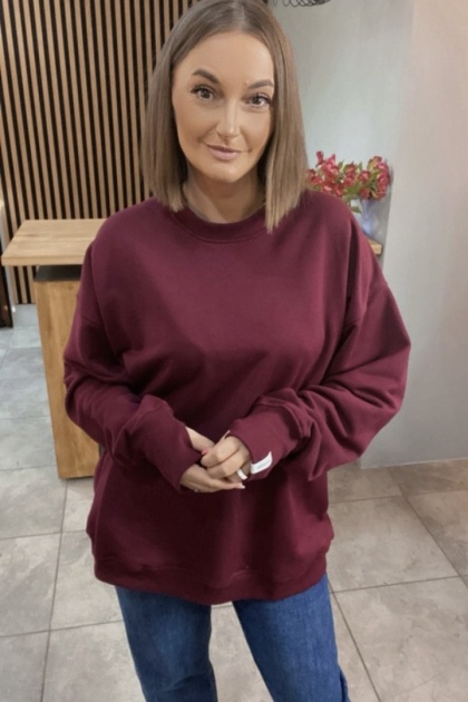 Bluza Long Lenoshka zakończona mankietami z otworami na kciuki - Burgund