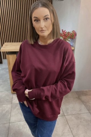Bluza Long Lenoshka zakończona mankietami z otworami na kciuki - Burgund
