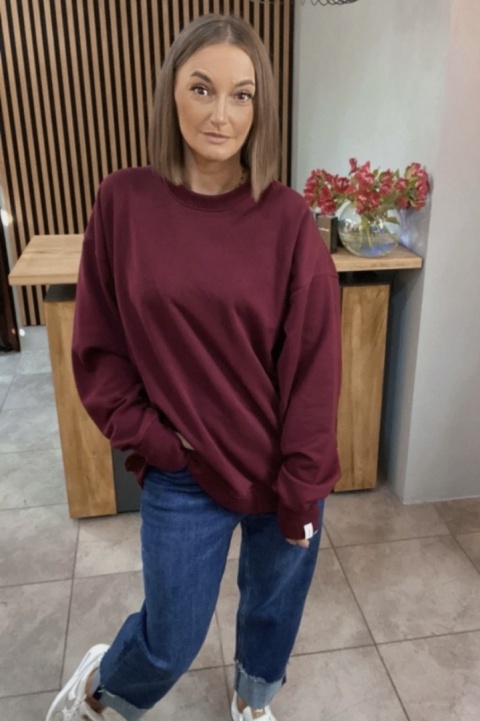 Bluza Long Lenoshka zakończona mankietami z otworami na kciuki - Burgund