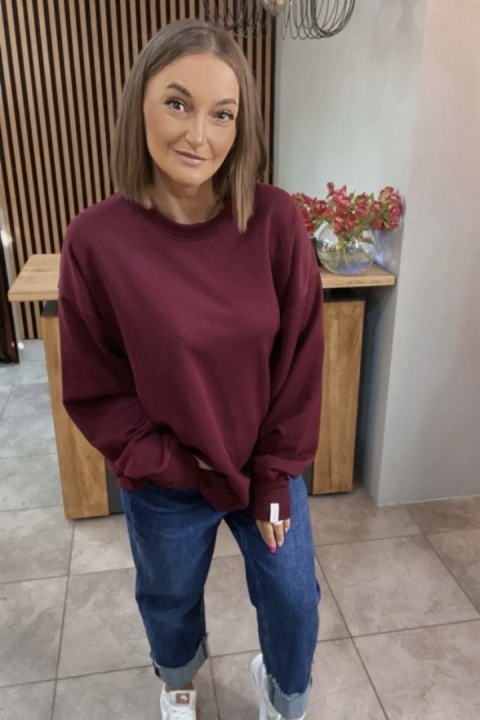 Bluza Long Lenoshka zakończona mankietami z otworami na kciuki - Burgund