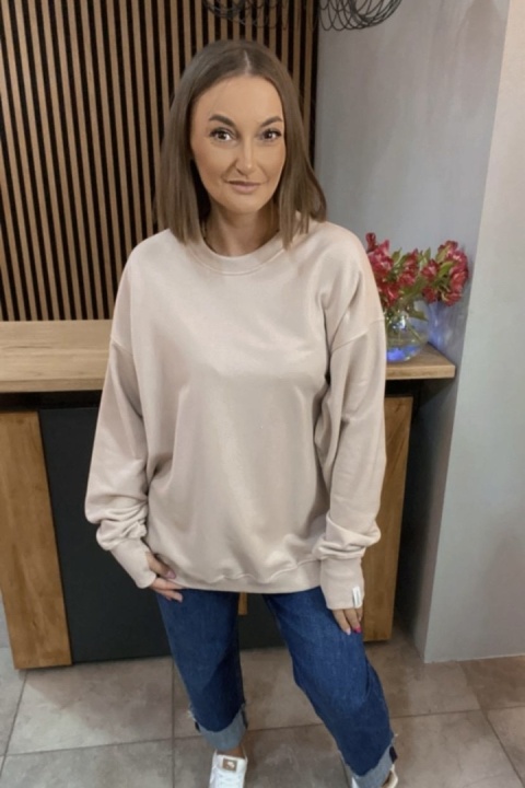 Bluza Long Lenoshka zakończona mankietami z otworami na kciuki - Beżowa Bluza Long Lenoshka zakończona mankietami z otworami na kciuki - Beżowa