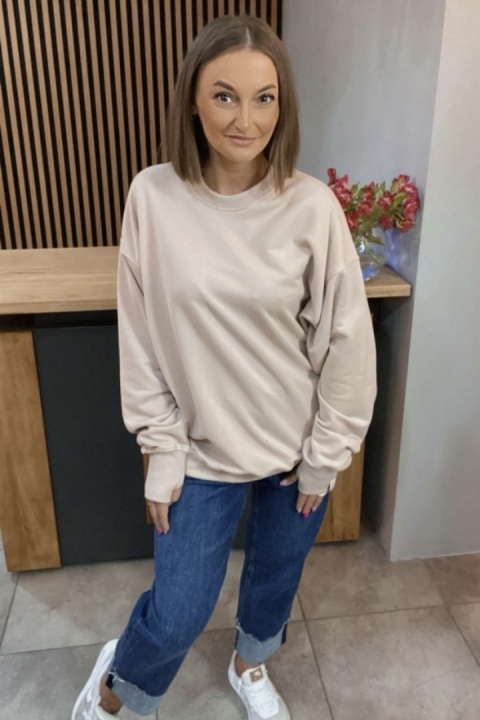 Bluza Long Lenoshka zakończona mankietami z otworami na kciuki - Beżowa Bluza Long Lenoshka zakończona mankietami z otworami na kciuki - Beżowa
