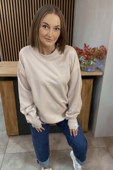 Bluza Long Lenoshka zakończona mankietami z otworami na kciuki - Beżowa Bluza Long Lenoshka zakończona mankietami z otworami na kciuki - Beżowa