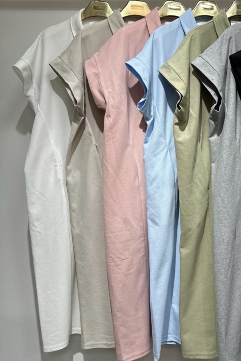 Sukienka Wiya z tkaniny typu Lacosta Beige