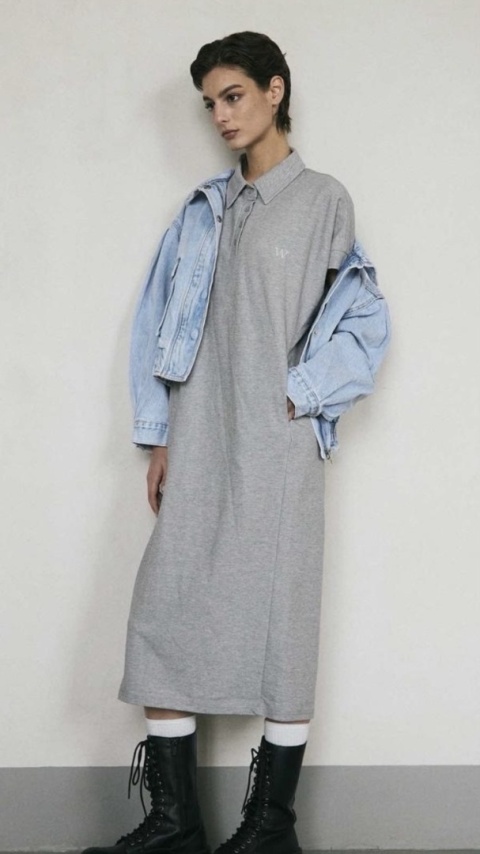 Sukienka Wiya z tkaniny typu Lacosta Gray