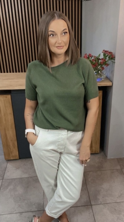 Sweter z krótkim rękawem – Khaki Sweter z krótkim rękawem – Khaki