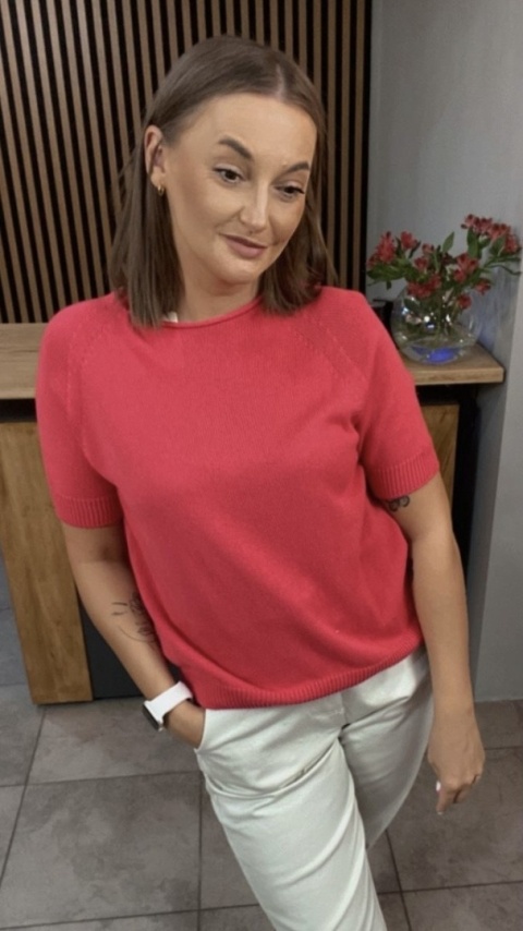 Sweter z krótkim rękawem – Koralowy Sweter z krótkim rękawem – Koralowy