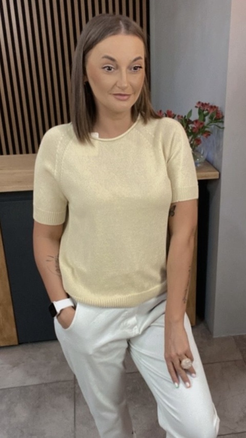 Sweter z krótkim rękawem – Żółty Sweter z krótkim rękawem – Żółty