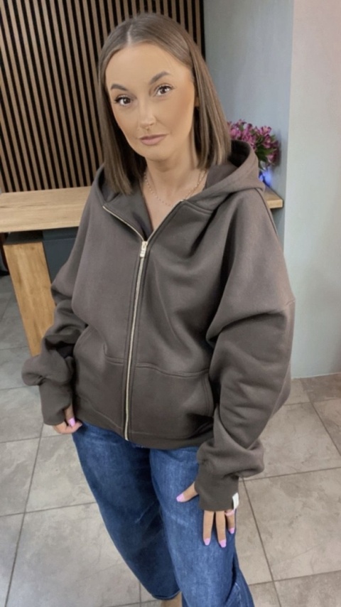 Bluza oversize z kapturem Lux – Lenoshka - Czekolada