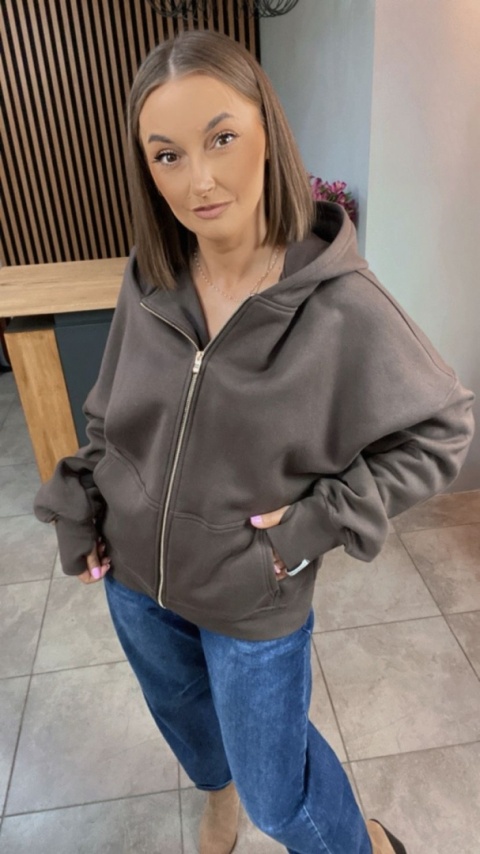 Bluza oversize z kapturem Lux – Lenoshka - Czekolada