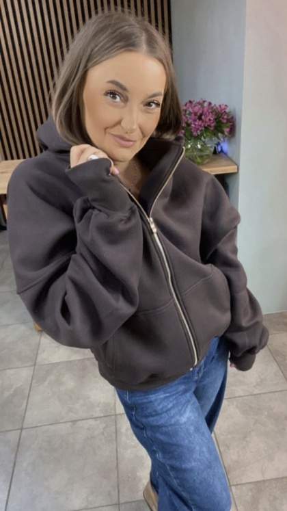 Bluza oversize z kapturem Lux – Lenoshka - Gorzka Czekolada