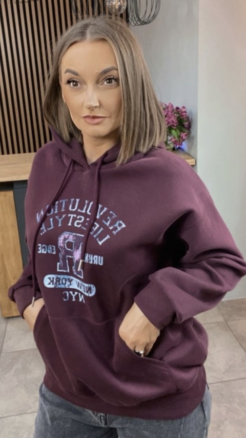Bluza z kapturem – REVOLUTION LIFESTYLE - Bordo