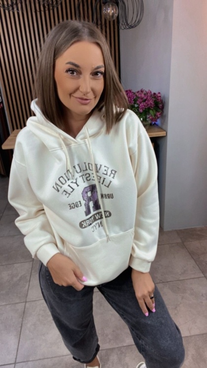 Bluza z kapturem – REVOLUTION LIFESTYLE - Śmietanka