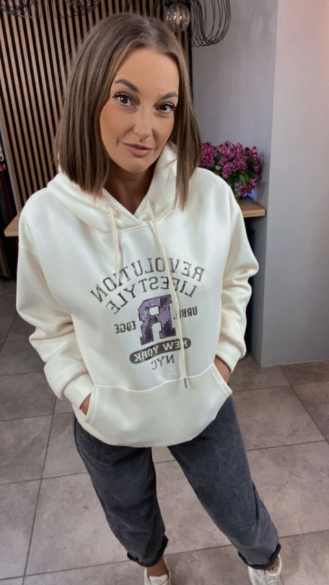 Bluza z kapturem – REVOLUTION LIFESTYLE - Śmietanka
