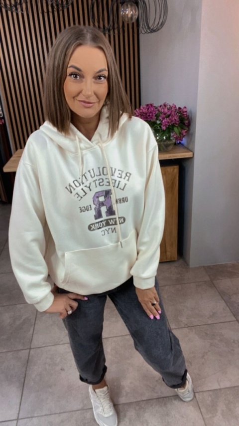 Bluza z kapturem – REVOLUTION LIFESTYLE - Śmietanka