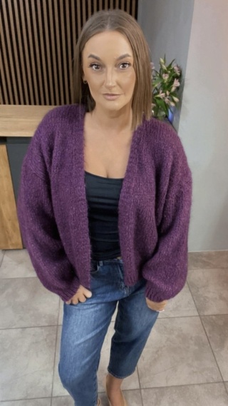 Krótki Kardigan CXL - Śliwka