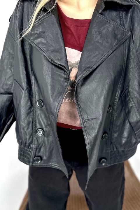 Kurtka z Ekoskóry OU MAI - Czarna