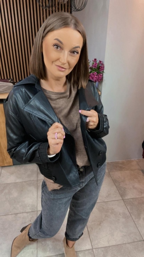 Kurtka z Ekoskóry OU MAI - Czarna