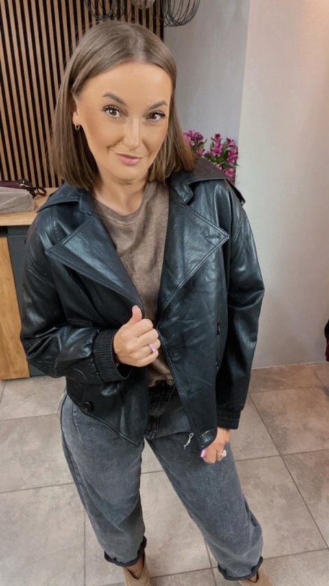 Kurtka z Ekoskóry OU MAI - Czarna