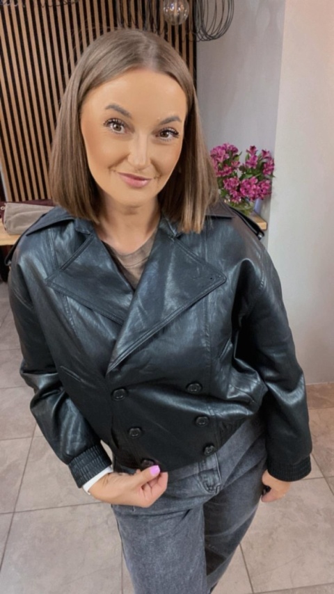 Kurtka z Ekoskóry OU MAI - Czarna