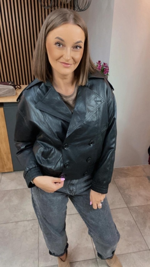 Kurtka z Ekoskóry OU MAI - Czarna