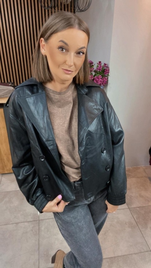 Kurtka z Ekoskóry OU MAI - Czarna