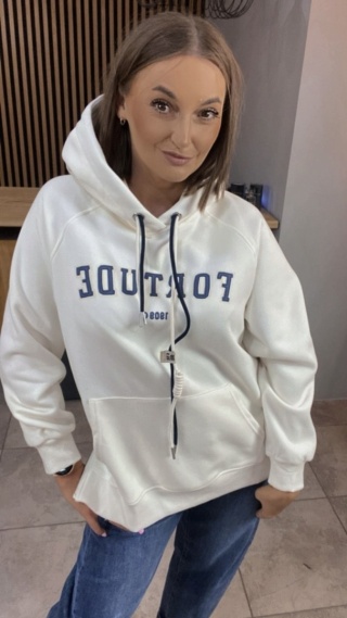 Bluza z kapturem FORTUDE – śmietanka