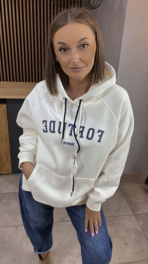 Bluza z kapturem FORTUDE – śmietanka