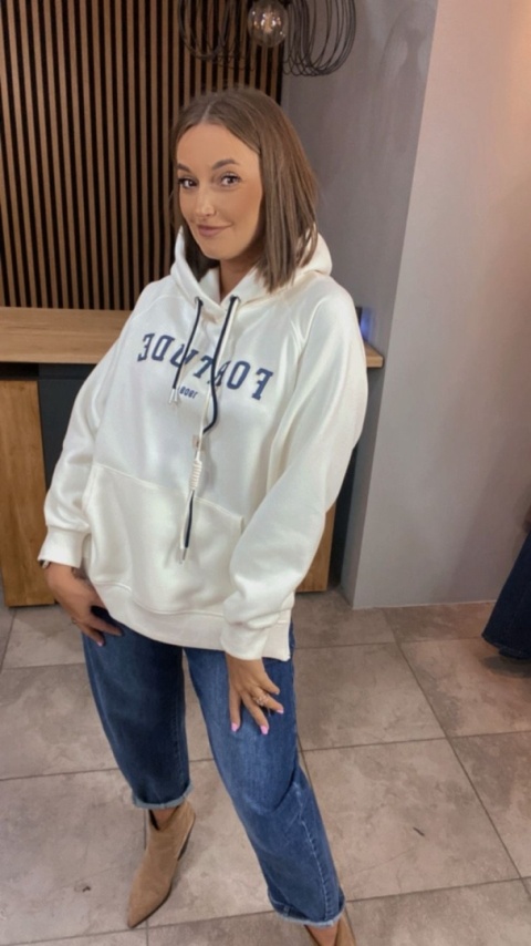 Bluza z kapturem FORTUDE – śmietanka