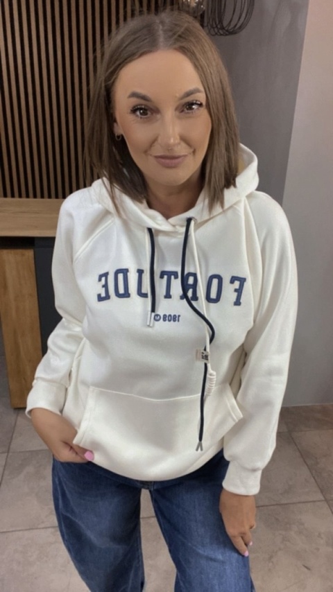 Bluza z kapturem FORTUDE – śmietanka