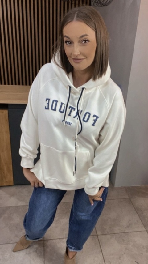 Bluza z kapturem FORTUDE – śmietanka