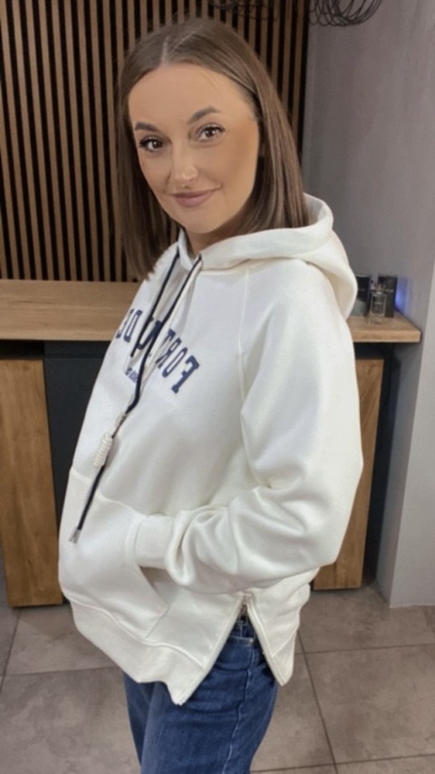 Bluza z kapturem FORTUDE – śmietanka