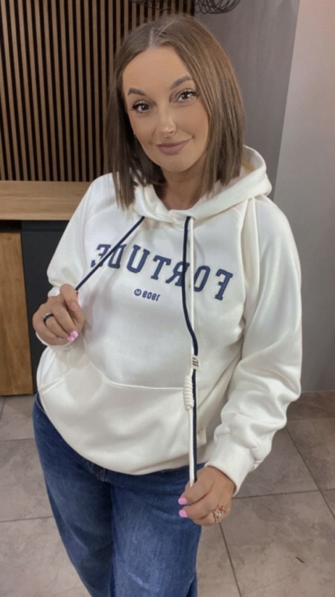 Bluza z kapturem FORTUDE – śmietanka