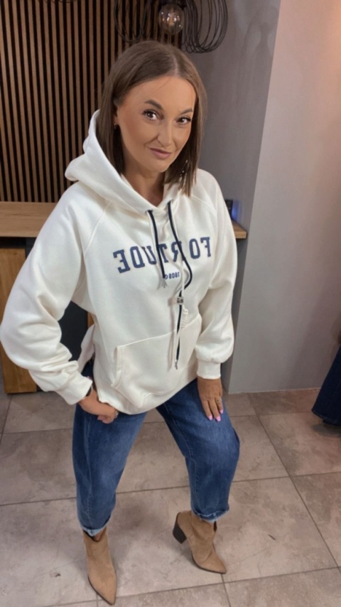 Bluza z kapturem FORTUDE – śmietanka