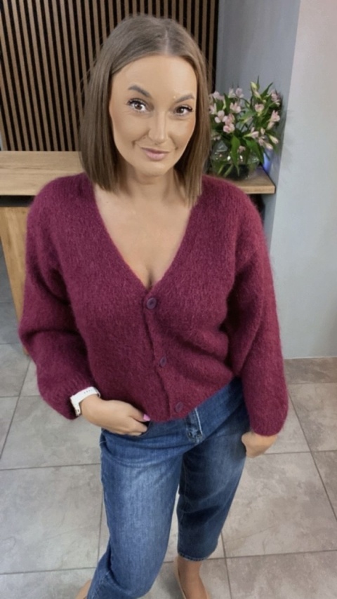 Sweter CXL moherowy - Bordo