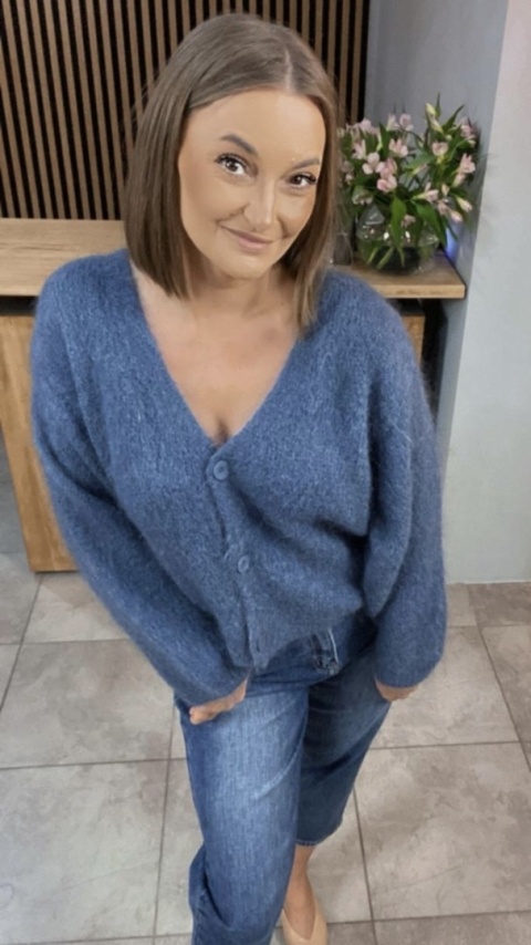 Sweter CXL moherowy - Jeansowy