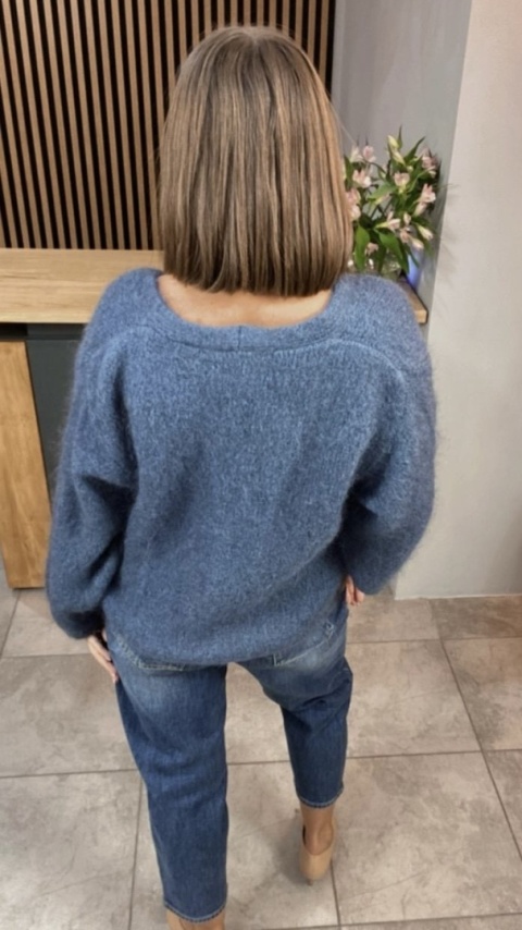 Sweter CXL moherowy - Jeansowy