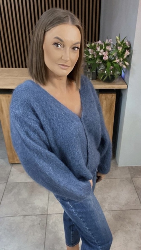 Sweter CXL moherowy - Jeansowy
