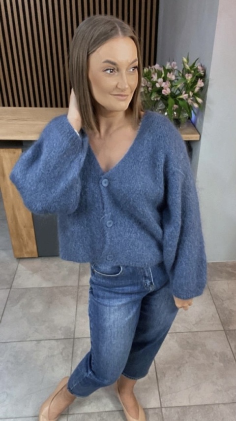 Sweter CXL moherowy - Jeansowy